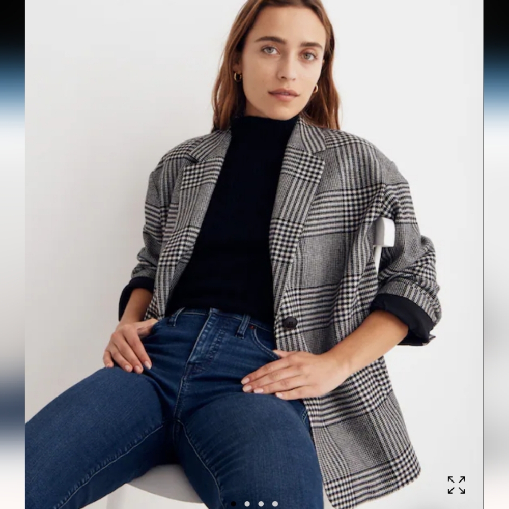 Madewell Oversized Dorset Blazer Adkins Plaid Wool Blend Women's XXS Fits Like S